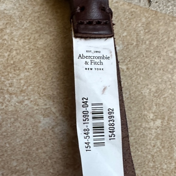 Abercrombie & Fitch Brown Leather Belt with Gold Accents